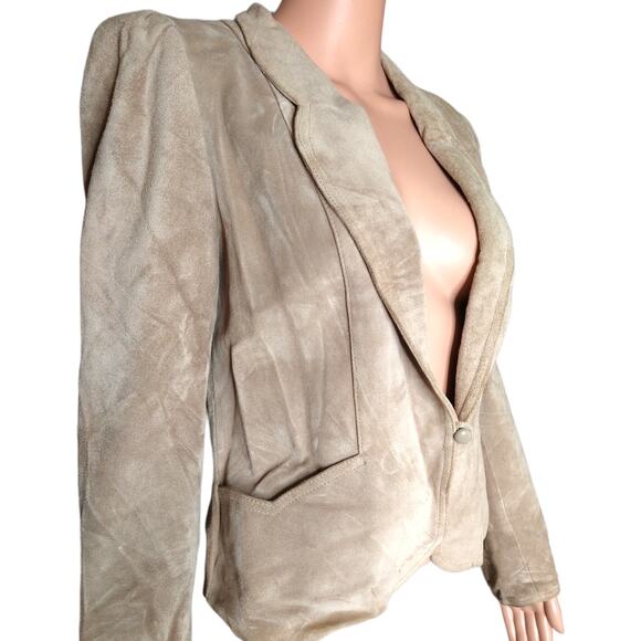Vintage Winlit Tan Suede Jacket with Puff Sleeves size Small - Picture 3 of 12